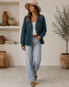 Openwork Button Up Long Sleeve Cardigan