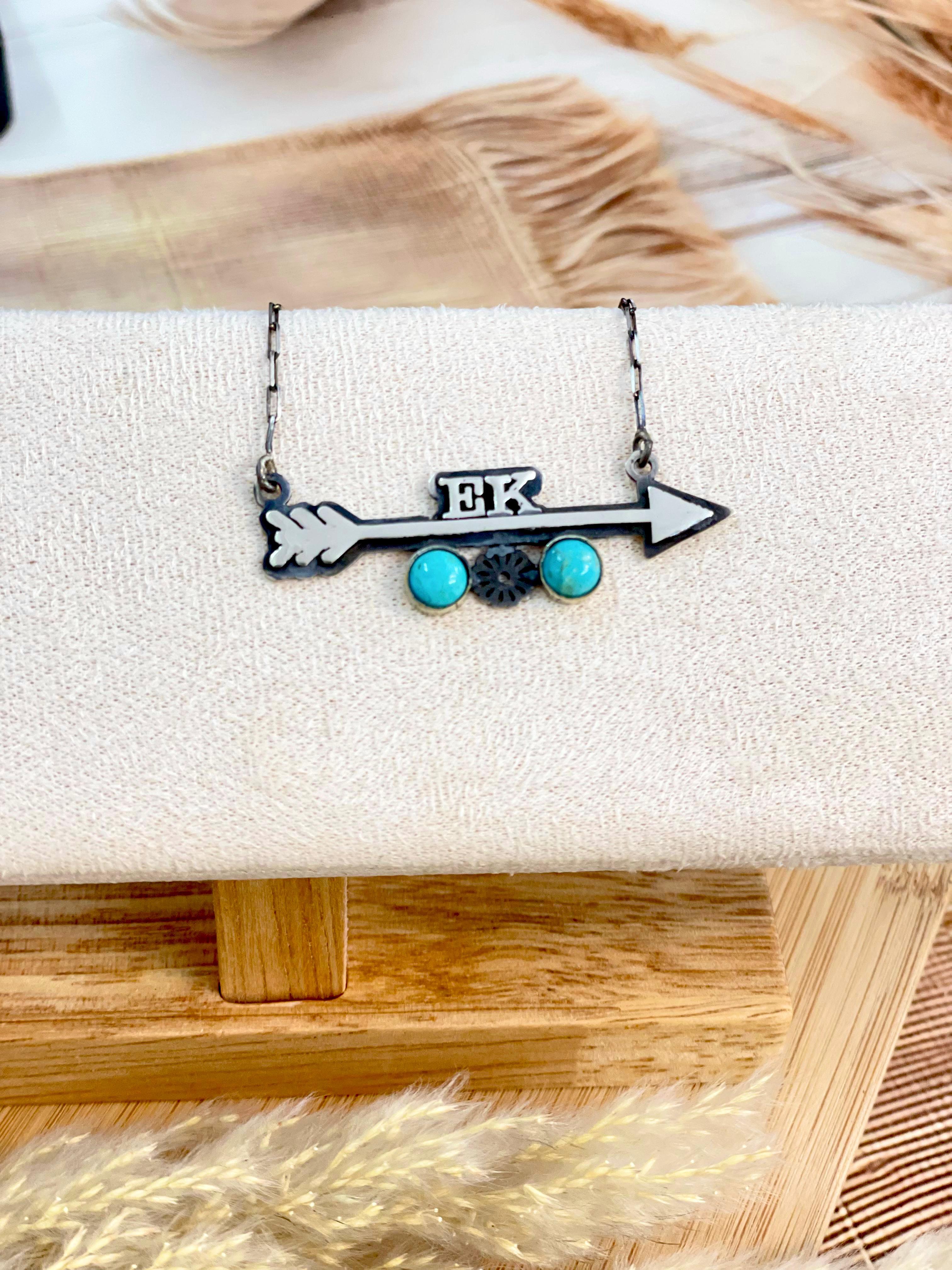 Silver Horizon Sterling Arrow Initial Stone Necklace PREORDER-Chain Necklaces-Krush Kandy, Women's Online Fashion Boutique Located in Phoenix, Arizona (Scottsdale Area)