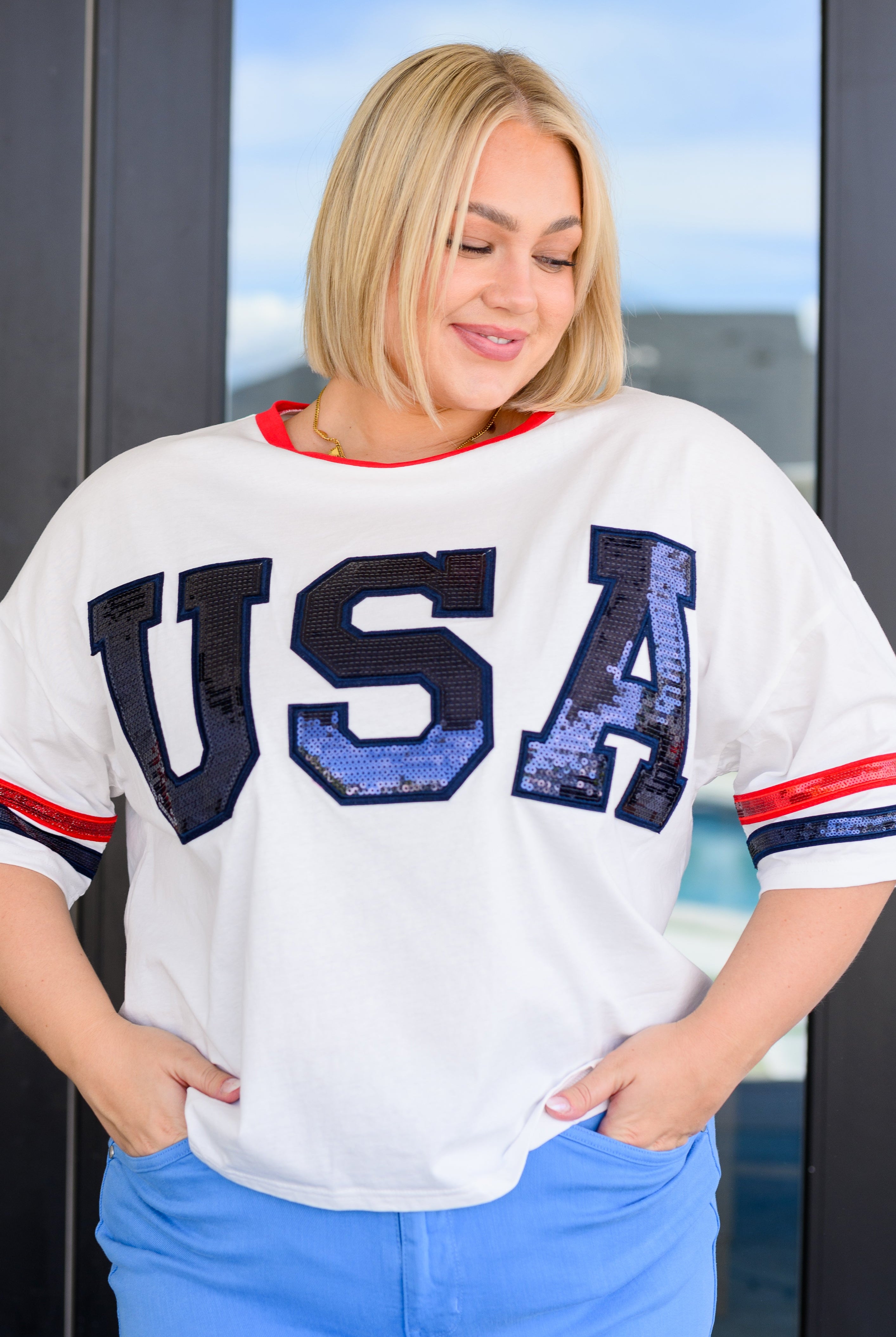 Party In The USA Drop Shoulder Top-Graphic Tees-Krush Kandy, Women's Online Fashion Boutique Located in Phoenix, Arizona (Scottsdale Area)