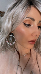 Triple Stone and CZ Hoop Earring |-Earrings-Krush Kandy, Women's Online Fashion Boutique Located in Phoenix, Arizona (Scottsdale Area)