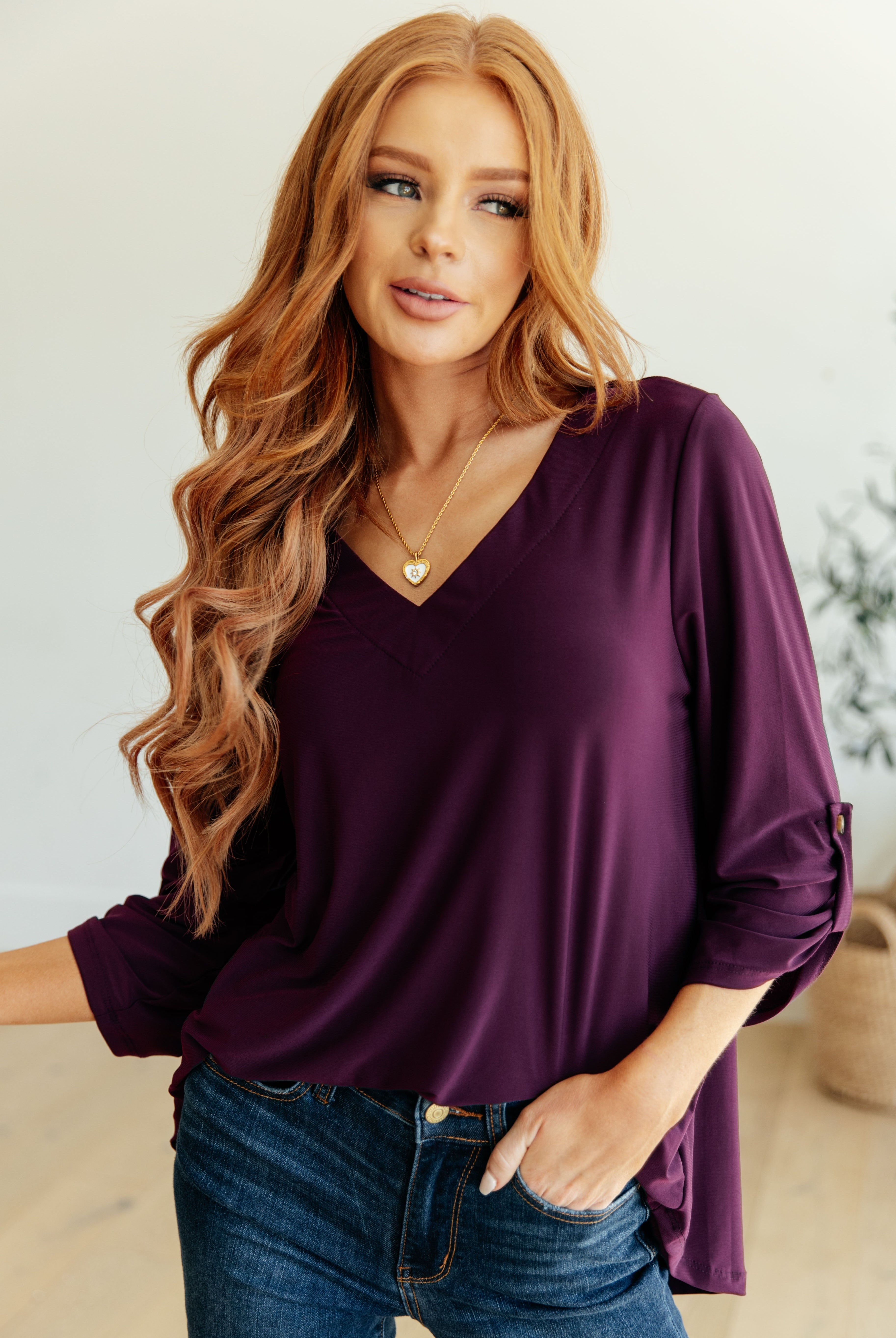 Peace and Love V-Neck Top-Long Sleeve Tops-Krush Kandy, Women's Online Fashion Boutique Located in Phoenix, Arizona (Scottsdale Area)