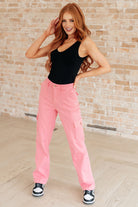JUDY BLUE Peggy High Rise Cargo Straight Jeans in Pink-Jeans-Krush Kandy, Women's Online Fashion Boutique Located in Phoenix, Arizona (Scottsdale Area)