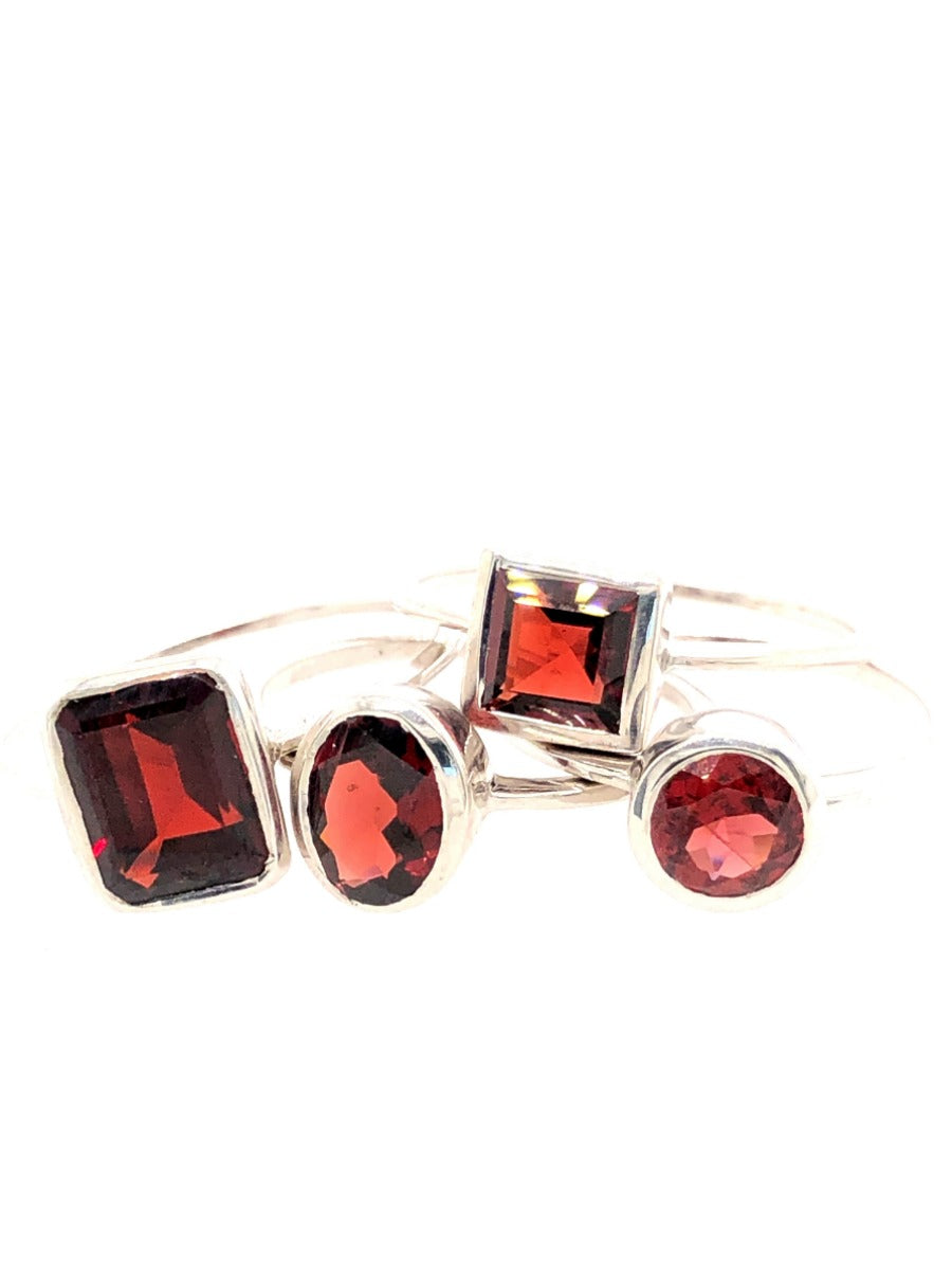 (4 Shapes) Garnet Dainty Sterling Silver Ring-Dainty Rings-Krush Kandy, Women's Online Fashion Boutique Located in Phoenix, Arizona (Scottsdale Area)