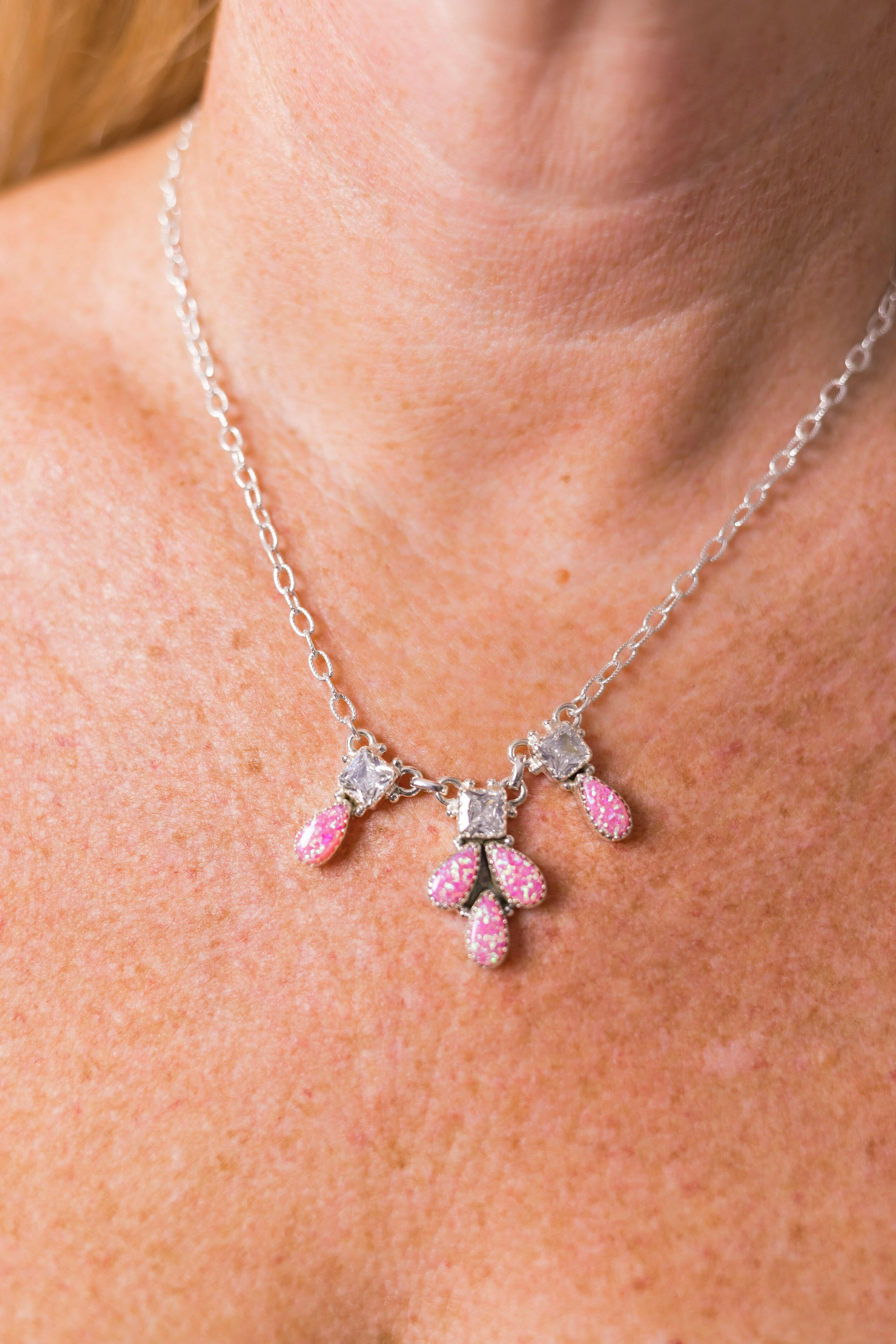 Sierra Opal Petals CZ Necklace-Necklaces-Krush Kandy, Women's Online Fashion Boutique Located in Phoenix, Arizona (Scottsdale Area)