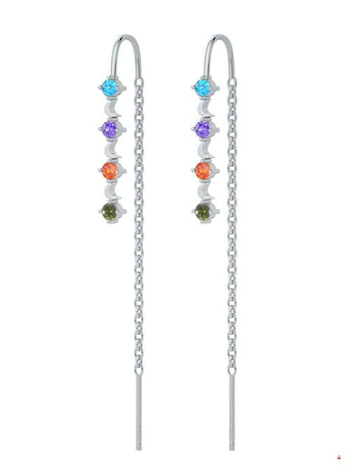 Sterling Silver Cubic Zirconia Tassel Minimalist Threader Earring-Earrings-Krush Kandy, Women's Online Fashion Boutique Located in Phoenix, Arizona (Scottsdale Area)