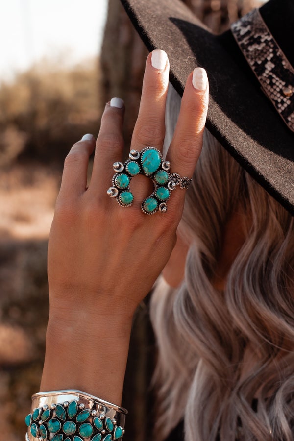 Squash Blossom Horseshoe Ring-Cluster Rings-Krush Kandy, Women's Online Fashion Boutique Located in Phoenix, Arizona (Scottsdale Area)