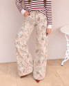 Printed Wide Leg Denim Pants