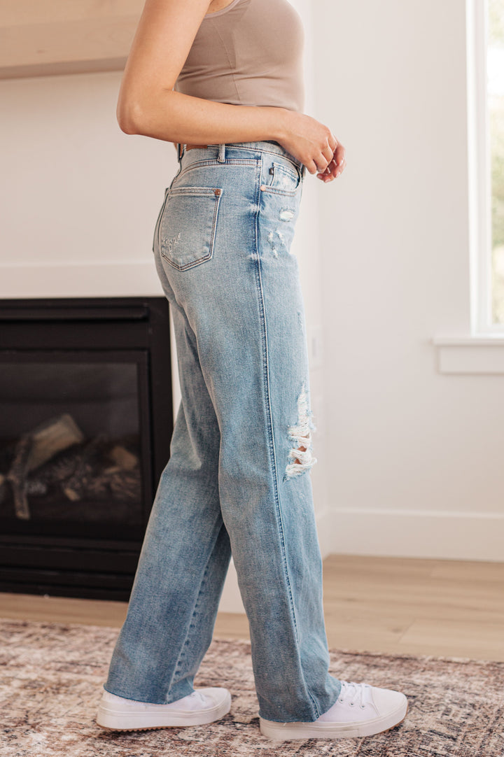 Ramona High Rise Rigid Magic Destroyed Straight Jeans-Jeans-Krush Kandy, Women's Online Fashion Boutique Located in Phoenix, Arizona (Scottsdale Area)