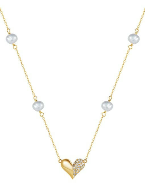 Pearl Geometric Minimalist Heart Necklace-Necklaces-Krush Kandy, Women's Online Fashion Boutique Located in Phoenix, Arizona (Scottsdale Area)