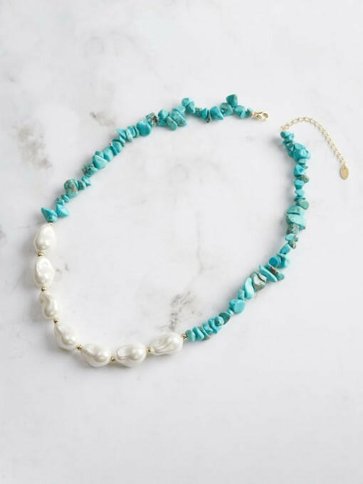 Turquoise & Pearl Vintage Beaded Necklace-Necklaces-Krush Kandy, Women's Online Fashion Boutique Located in Phoenix, Arizona (Scottsdale Area)