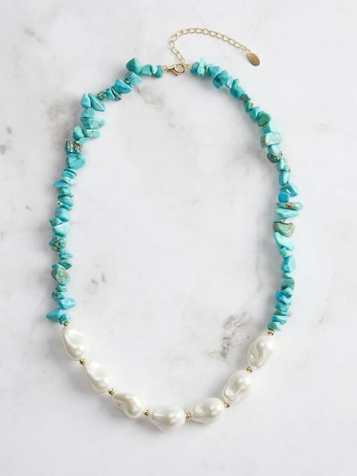 Turquoise & Pearl Vintage Beaded Necklace-Necklaces-Krush Kandy, Women's Online Fashion Boutique Located in Phoenix, Arizona (Scottsdale Area)