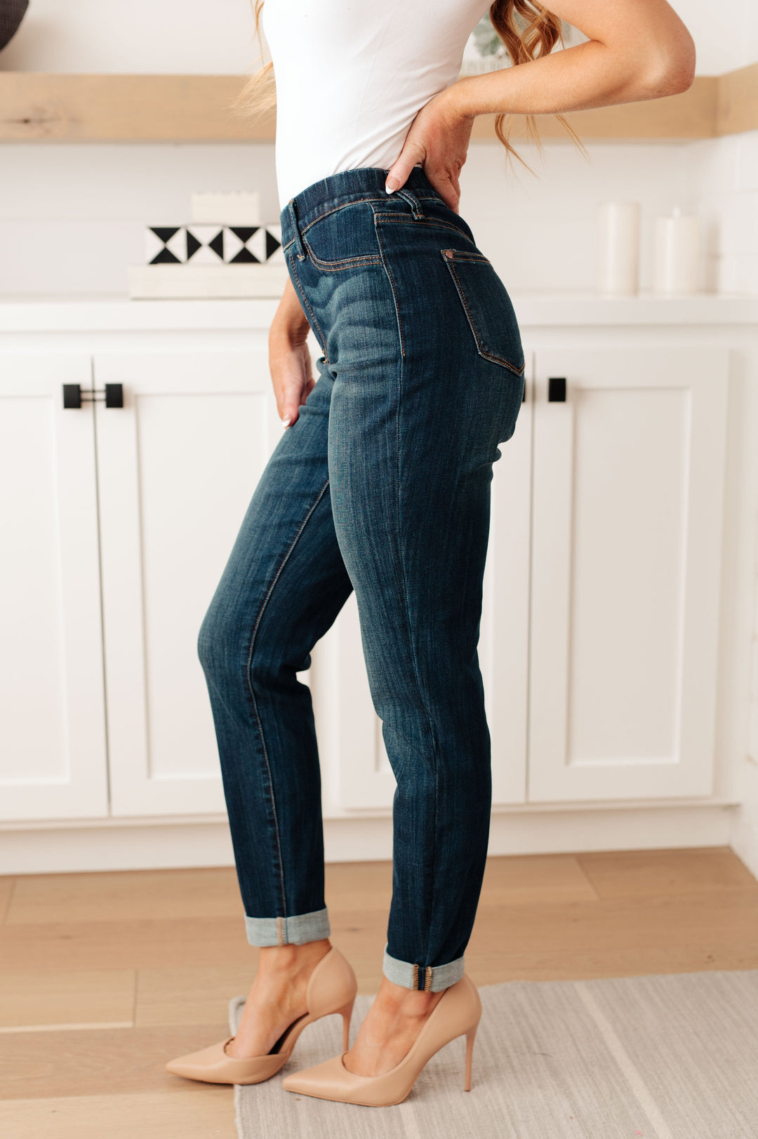 JUDY BLUE Rowena High Rise Pull On Double Cuff Slim Jeans-Jeans-Krush Kandy, Women's Online Fashion Boutique Located in Phoenix, Arizona (Scottsdale Area)