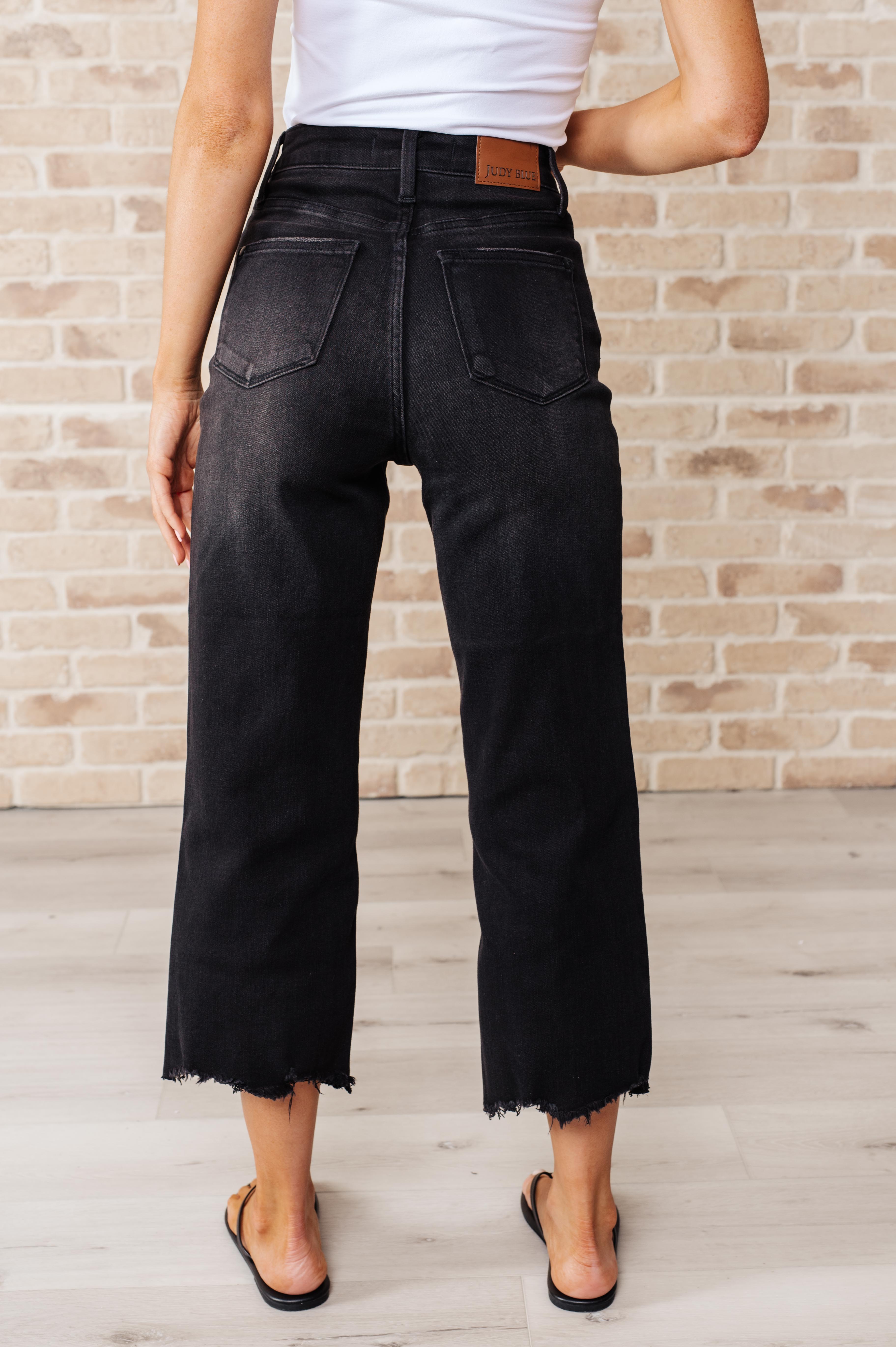 Judy Blue Ryan High Rise Button Fly Wide Leg Crop Jeans-Jeans-Krush Kandy, Women's Online Fashion Boutique Located in Phoenix, Arizona (Scottsdale Area)