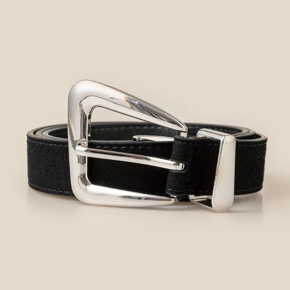 Warped Buckle Vegan Leather Belt