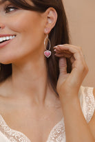 With All My Love Stone Heart Drop Hoop Earring-Earrings-Krush Kandy, Women's Online Fashion Boutique Located in Phoenix, Arizona (Scottsdale Area)