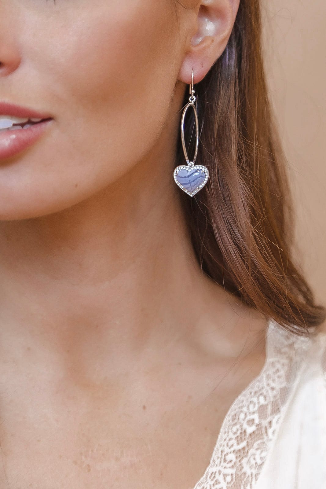 With All My Love Stone Heart Drop Hoop Earring-Earrings-Krush Kandy, Women's Online Fashion Boutique Located in Phoenix, Arizona (Scottsdale Area)