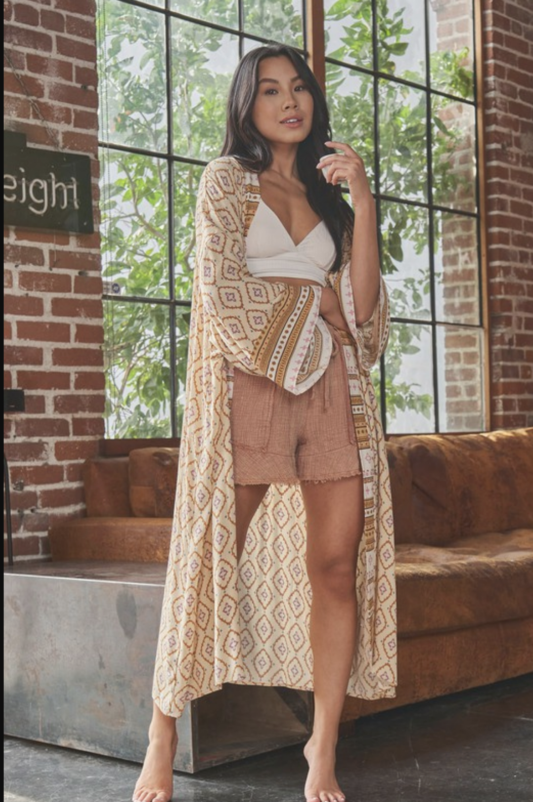 Boarder Print Long Kimono Cardigan-Cardigans-Krush Kandy, Women's Online Fashion Boutique Located in Phoenix, Arizona (Scottsdale Area)
