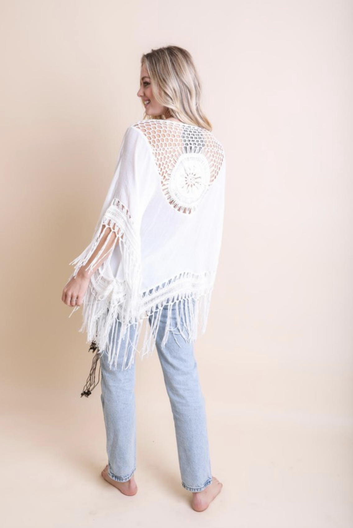 Crochet Medallion Tassel Kimono-Kimonos-Krush Kandy, Women's Online Fashion Boutique Located in Phoenix, Arizona (Scottsdale Area)