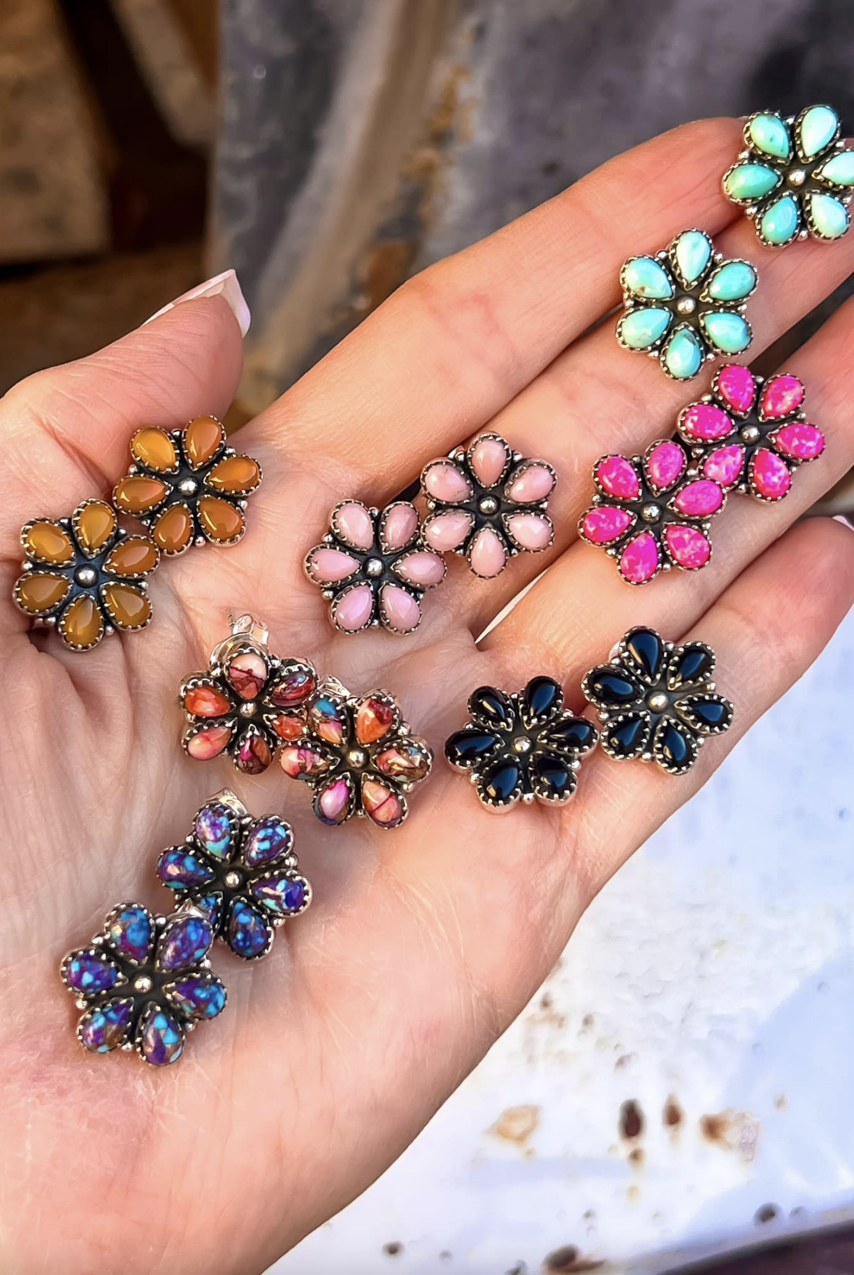 Mini Daisy Earrings | Multiple Stone Options!-Earrings-Krush Kandy, Women's Online Fashion Boutique Located in Phoenix, Arizona (Scottsdale Area)