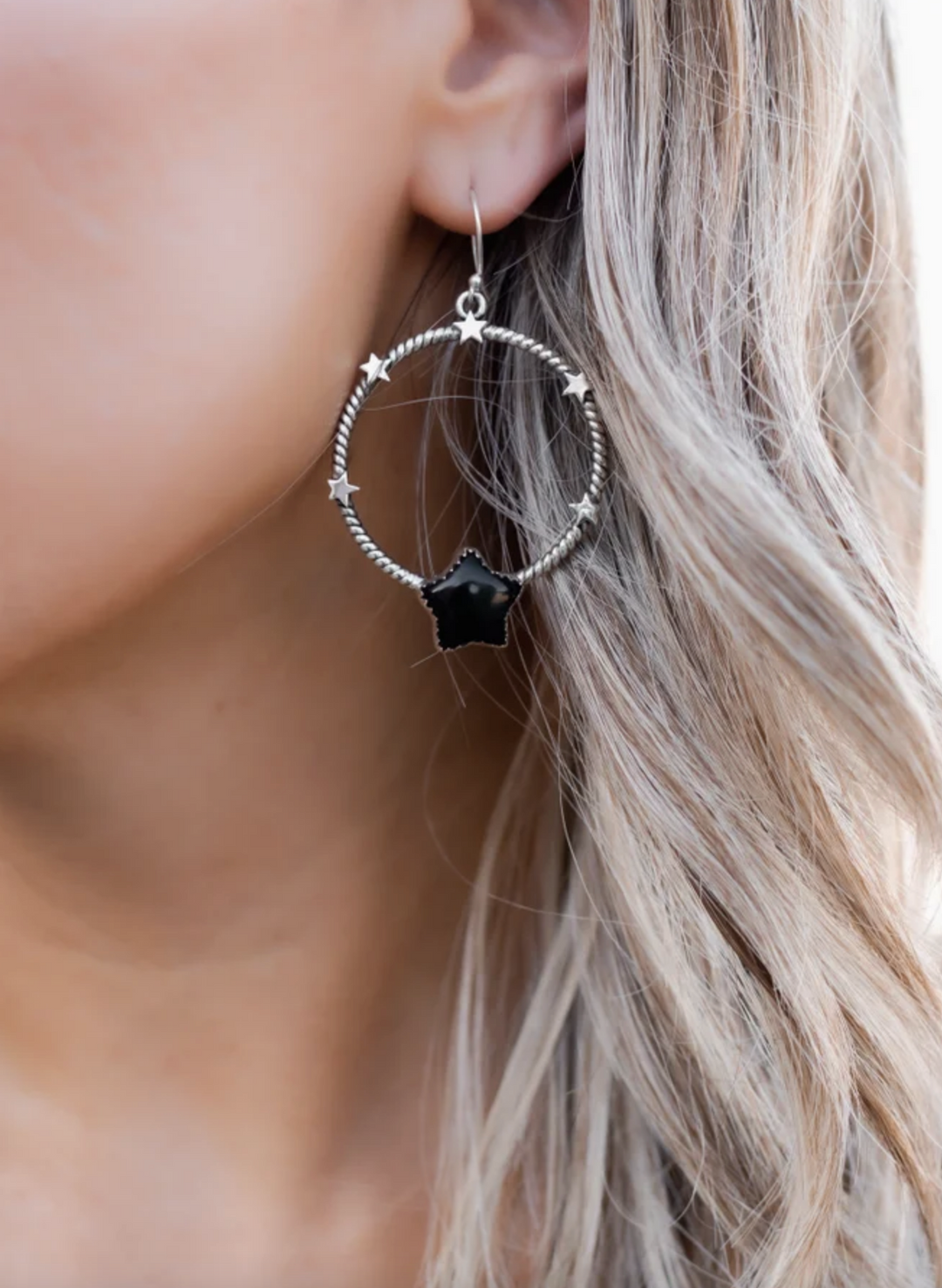 Star Gazed Hoop Sterling Silver Earring-Earrings-Krush Kandy, Women's Online Fashion Boutique Located in Phoenix, Arizona (Scottsdale Area)