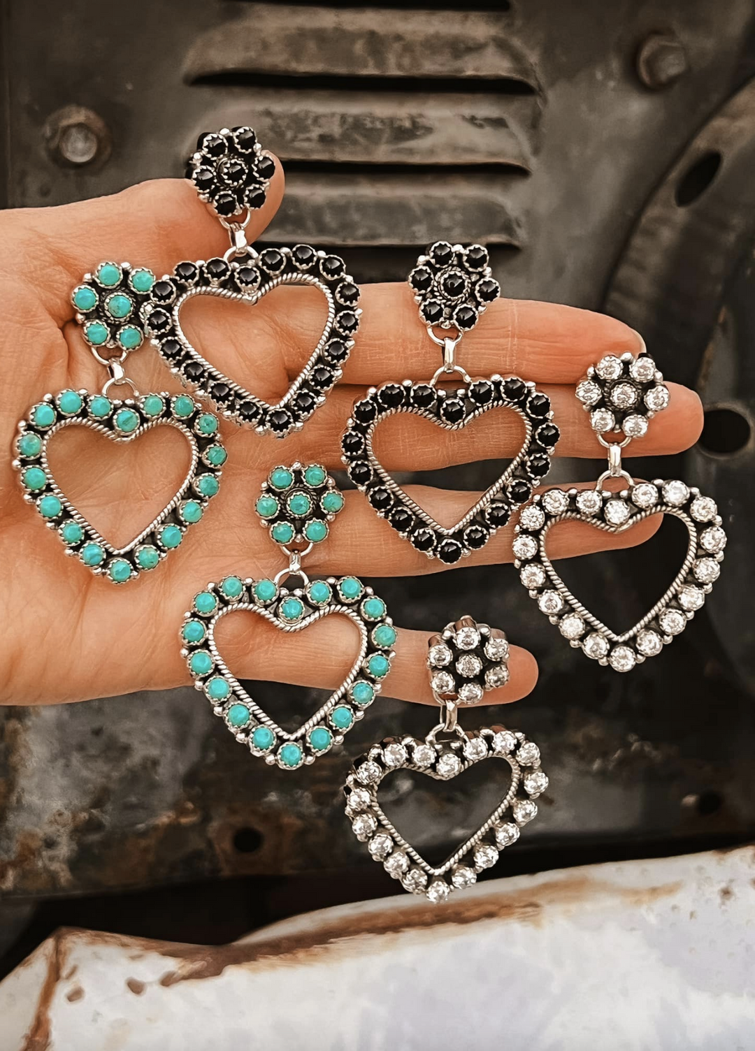 Love Me Stone Heart Earrings-Earrings-Krush Kandy, Women's Online Fashion Boutique Located in Phoenix, Arizona (Scottsdale Area)