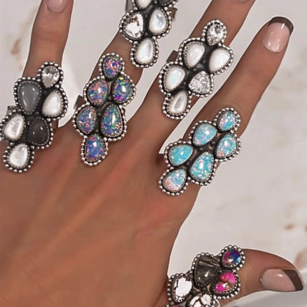 Crystal & Mixed Stone Crawler Ring | Krush Exclusive | PRE ORDER-Rings-Krush Kandy, Women's Online Fashion Boutique Located in Phoenix, Arizona (Scottsdale Area)