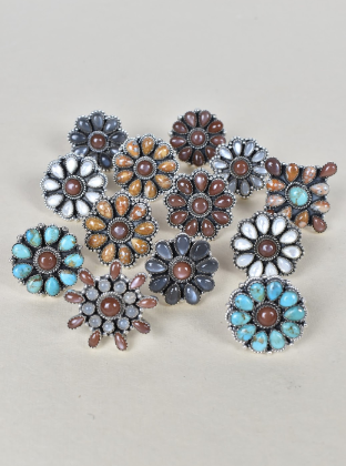 Chocolate Moonstone & Stone Cluster Sterling Silver Rings-Cluster Rings-Krush Kandy, Women's Online Fashion Boutique Located in Phoenix, Arizona (Scottsdale Area)