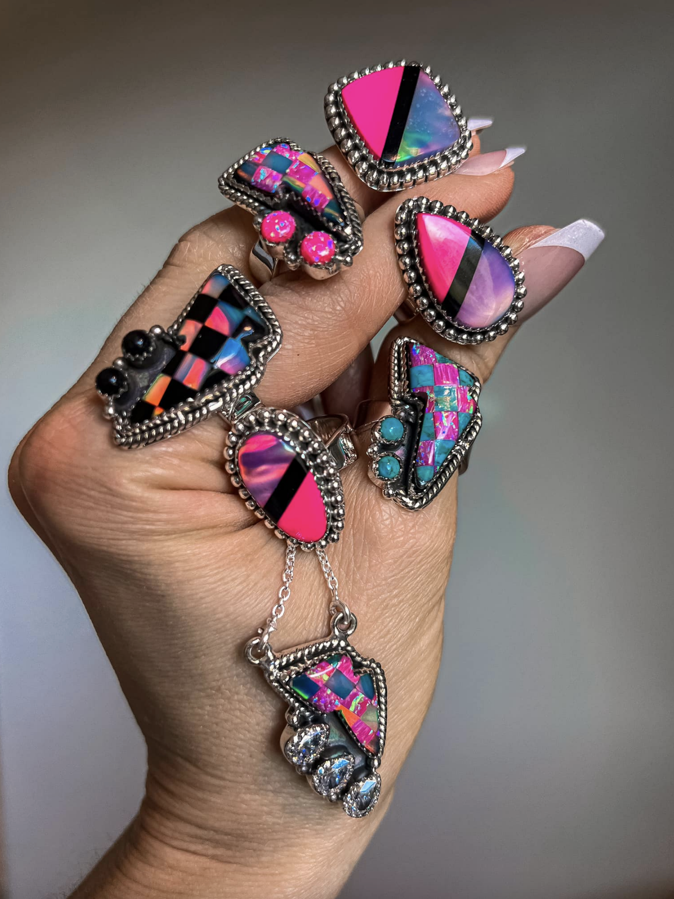 Multi Pink Kandy Colored Sterling Silver Rings |-Statement Rings-Krush Kandy, Women's Online Fashion Boutique Located in Phoenix, Arizona (Scottsdale Area)