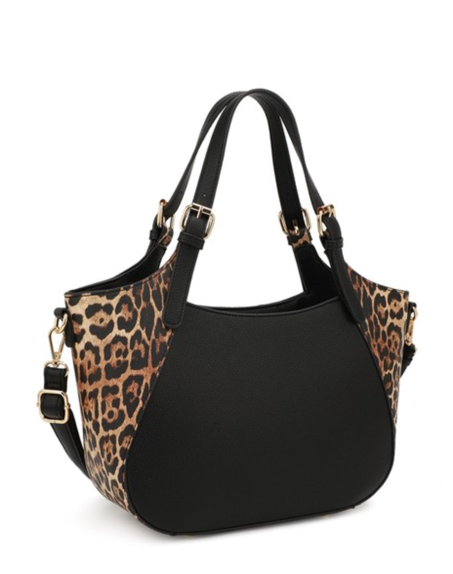 Luna Leopard Accent Satchel - Bold Style Meets Timeless Elegance-Purses & Bags-Krush Kandy, Women's Online Fashion Boutique Located in Phoenix, Arizona (Scottsdale Area)