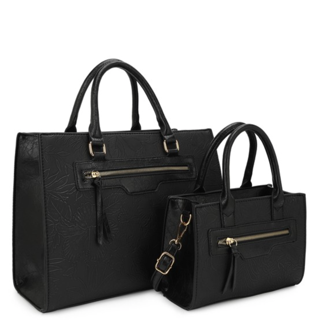 Avery 2-in-1 Floral Embossed Tote Set-Purses & Bags-Krush Kandy, Women's Online Fashion Boutique Located in Phoenix, Arizona (Scottsdale Area)