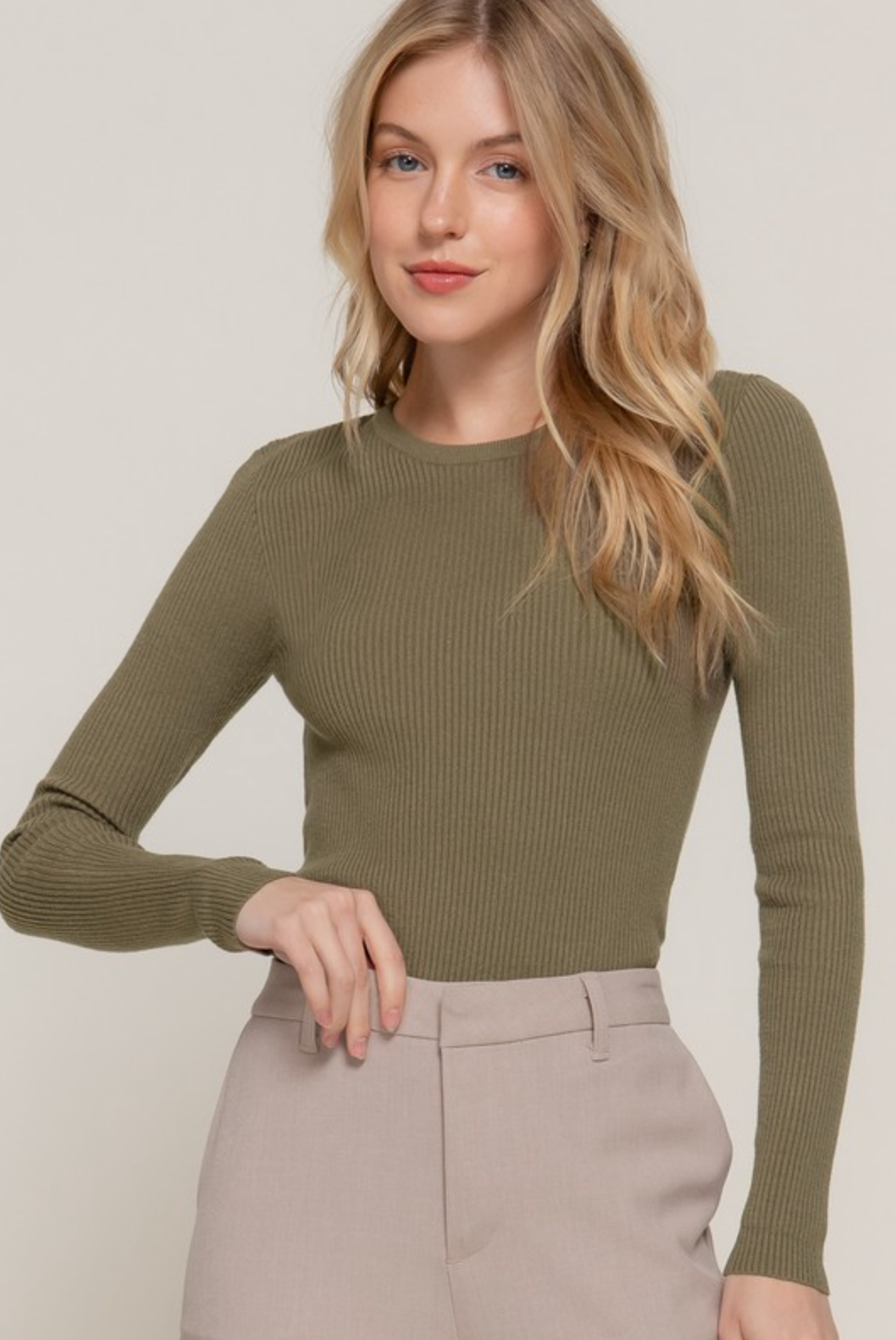 Luxe Ribbed Crew Sweater-Tops-Krush Kandy, Women's Online Fashion Boutique Located in Phoenix, Arizona (Scottsdale Area)