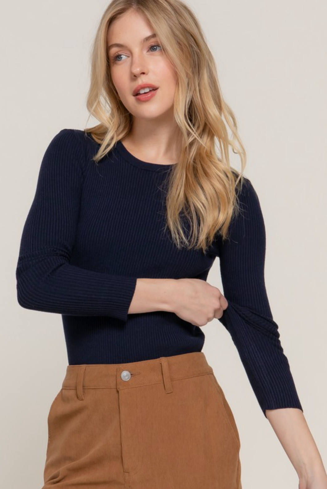 Luxe Ribbed Crew Sweater-Tops-Krush Kandy, Women's Online Fashion Boutique Located in Phoenix, Arizona (Scottsdale Area)