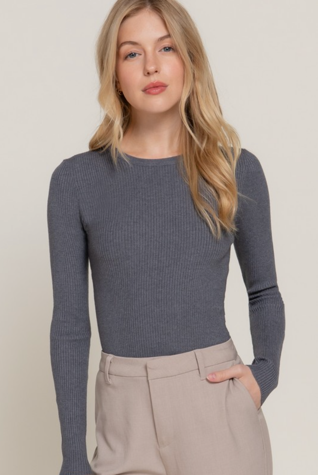 Luxe Ribbed Crew Sweater-Tops-Krush Kandy, Women's Online Fashion Boutique Located in Phoenix, Arizona (Scottsdale Area)