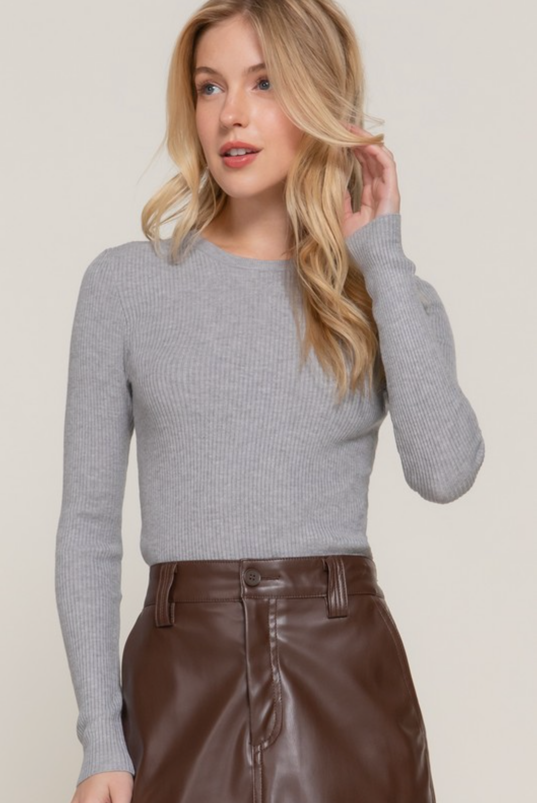 Luxe Ribbed Crew Sweater-Tops-Krush Kandy, Women's Online Fashion Boutique Located in Phoenix, Arizona (Scottsdale Area)