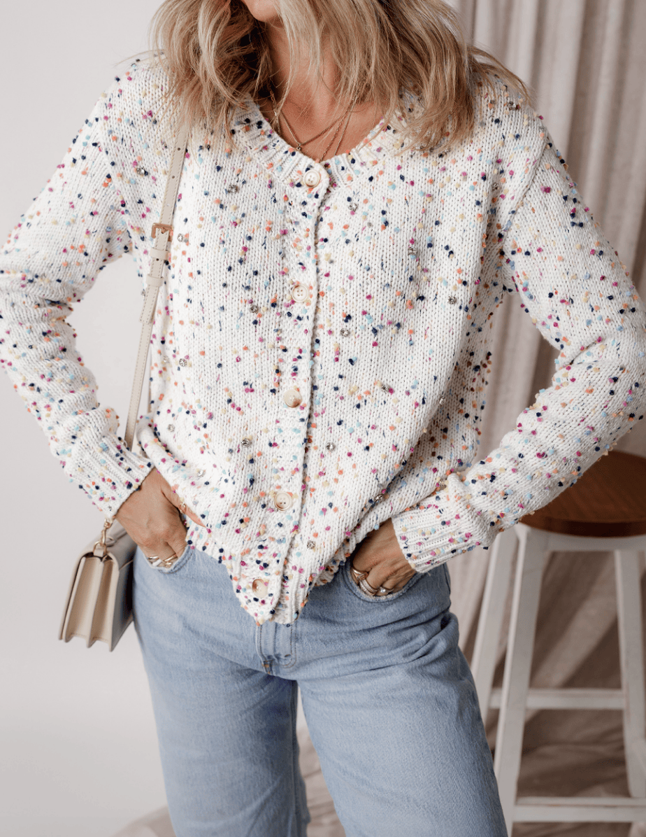 Life of the Party Confetti Crystal Cardigan-tops-Krush Kandy, Women's Online Fashion Boutique Located in Phoenix, Arizona (Scottsdale Area)