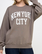 Fleece New York City Patched Crewneck-Sweatshirts-Krush Kandy, Women's Online Fashion Boutique Located in Phoenix, Arizona (Scottsdale Area)