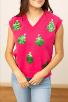 Hot Pink Christmas Sweater Vest-Vests-Krush Kandy, Women's Online Fashion Boutique Located in Phoenix, Arizona (Scottsdale Area)