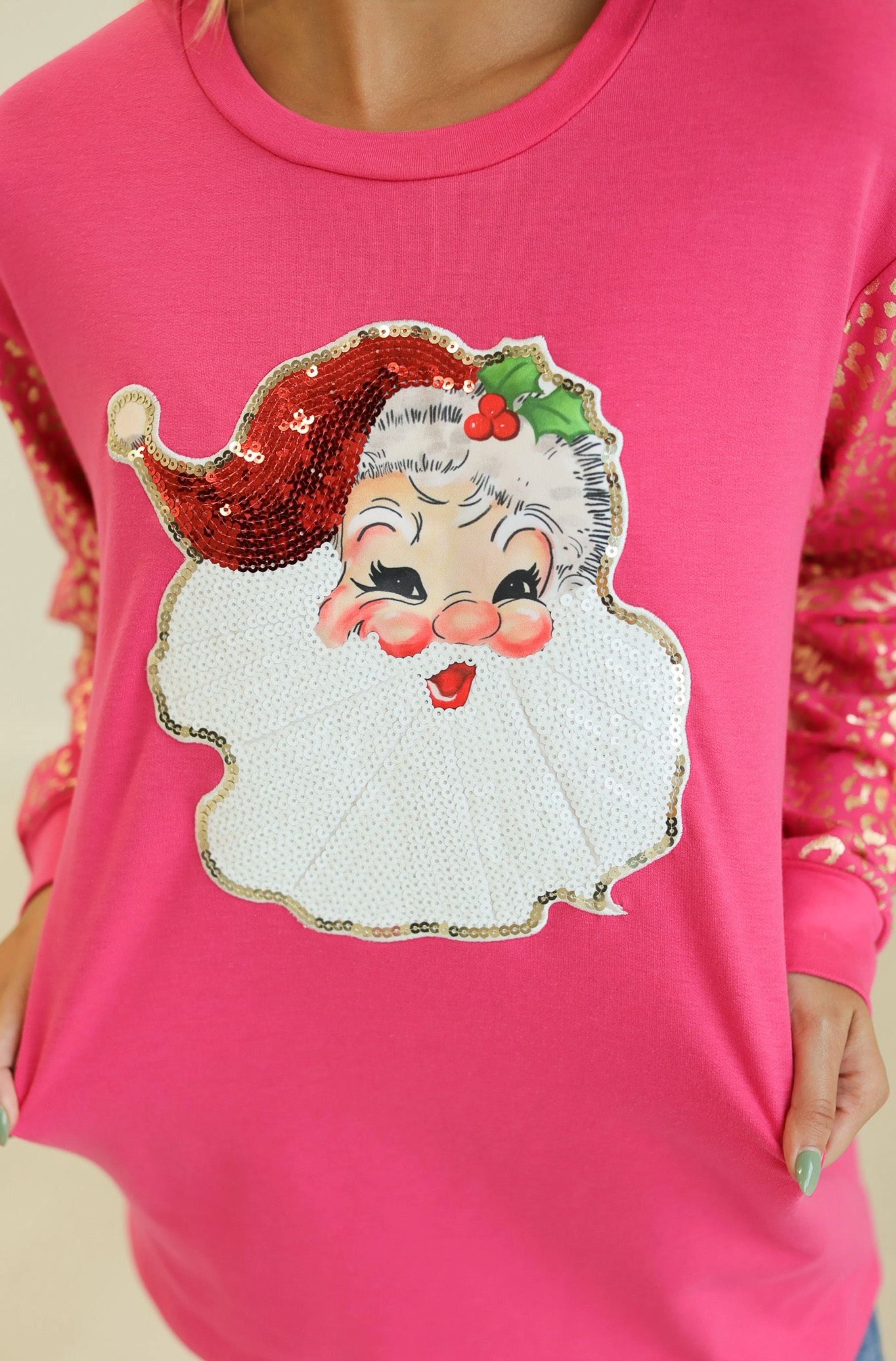 Sequin Santa Sweater-Tops-Krush Kandy, Women's Online Fashion Boutique Located in Phoenix, Arizona (Scottsdale Area)