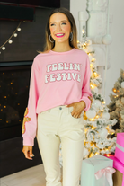 Feelin Festive Gingerbread Pink Sweater-Tops-Krush Kandy, Women's Online Fashion Boutique Located in Phoenix, Arizona (Scottsdale Area)