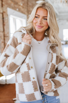 Checkered Button Up Fleece Jacket-Jackets-Krush Kandy, Women's Online Fashion Boutique Located in Phoenix, Arizona (Scottsdale Area)