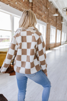 Checkered Button Up Fleece Jacket-Jackets-Krush Kandy, Women's Online Fashion Boutique Located in Phoenix, Arizona (Scottsdale Area)