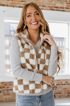 Checkered Sherpa Collared Vest-Vests-Krush Kandy, Women's Online Fashion Boutique Located in Phoenix, Arizona (Scottsdale Area)