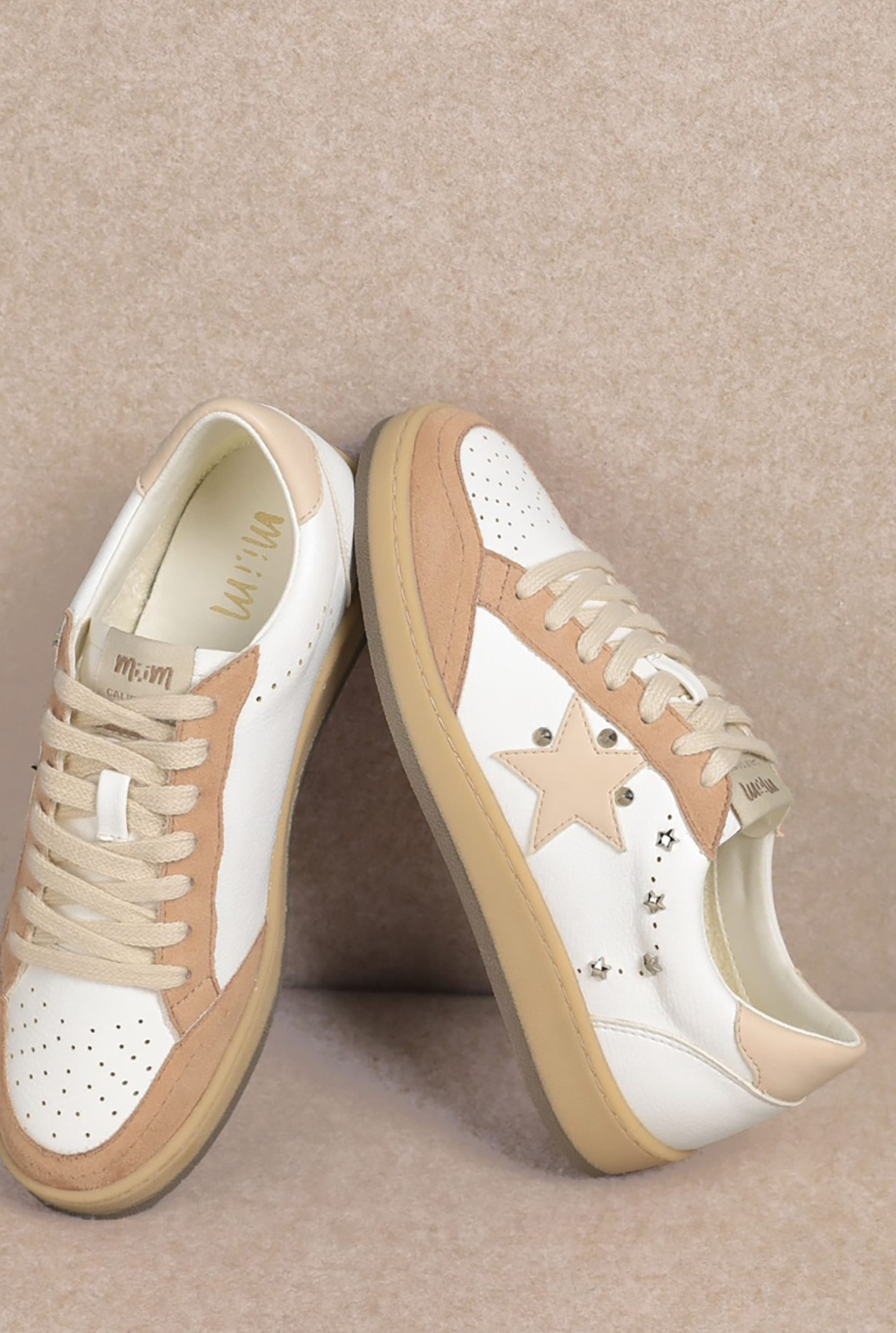 Leather Suede Glitter Star Sneakers Pink White-Sneakers-Krush Kandy, Women's Online Fashion Boutique Located in Phoenix, Arizona (Scottsdale Area)