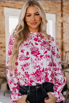 Serenity Bloom: Floral Flounce Sleeve Blouse (2 Colors)-Blouses-Krush Kandy, Women's Online Fashion Boutique Located in Phoenix, Arizona (Scottsdale Area)