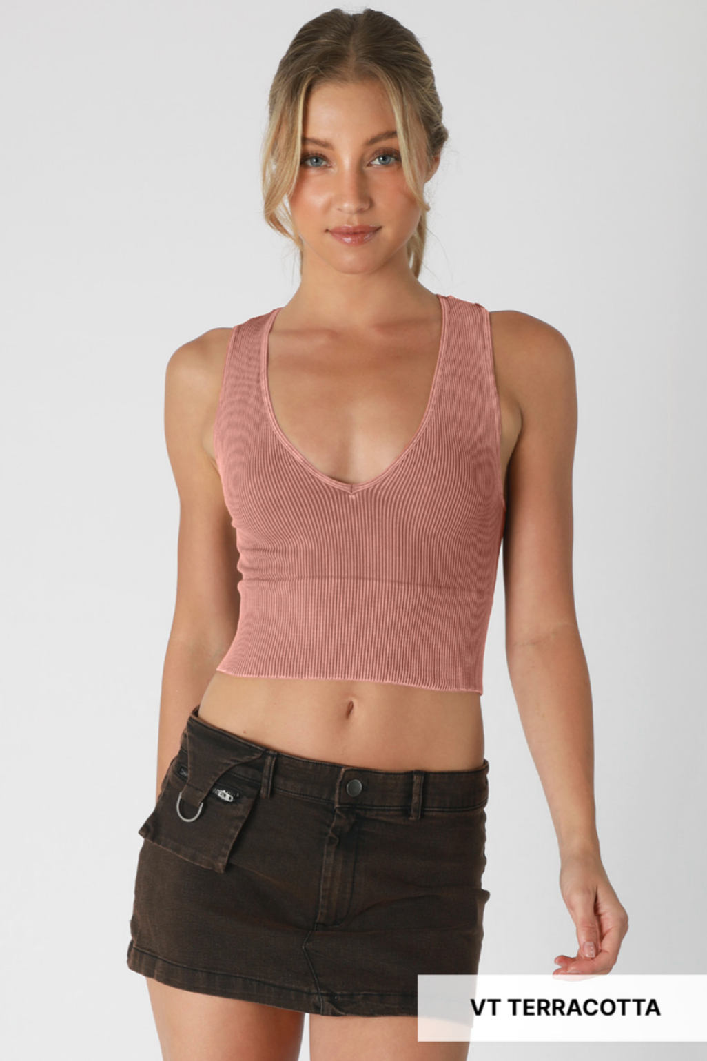 NikiBiki Vintage Plunge V-Neck Top-Tanks-Krush Kandy, Women's Online Fashion Boutique Located in Phoenix, Arizona (Scottsdale Area)