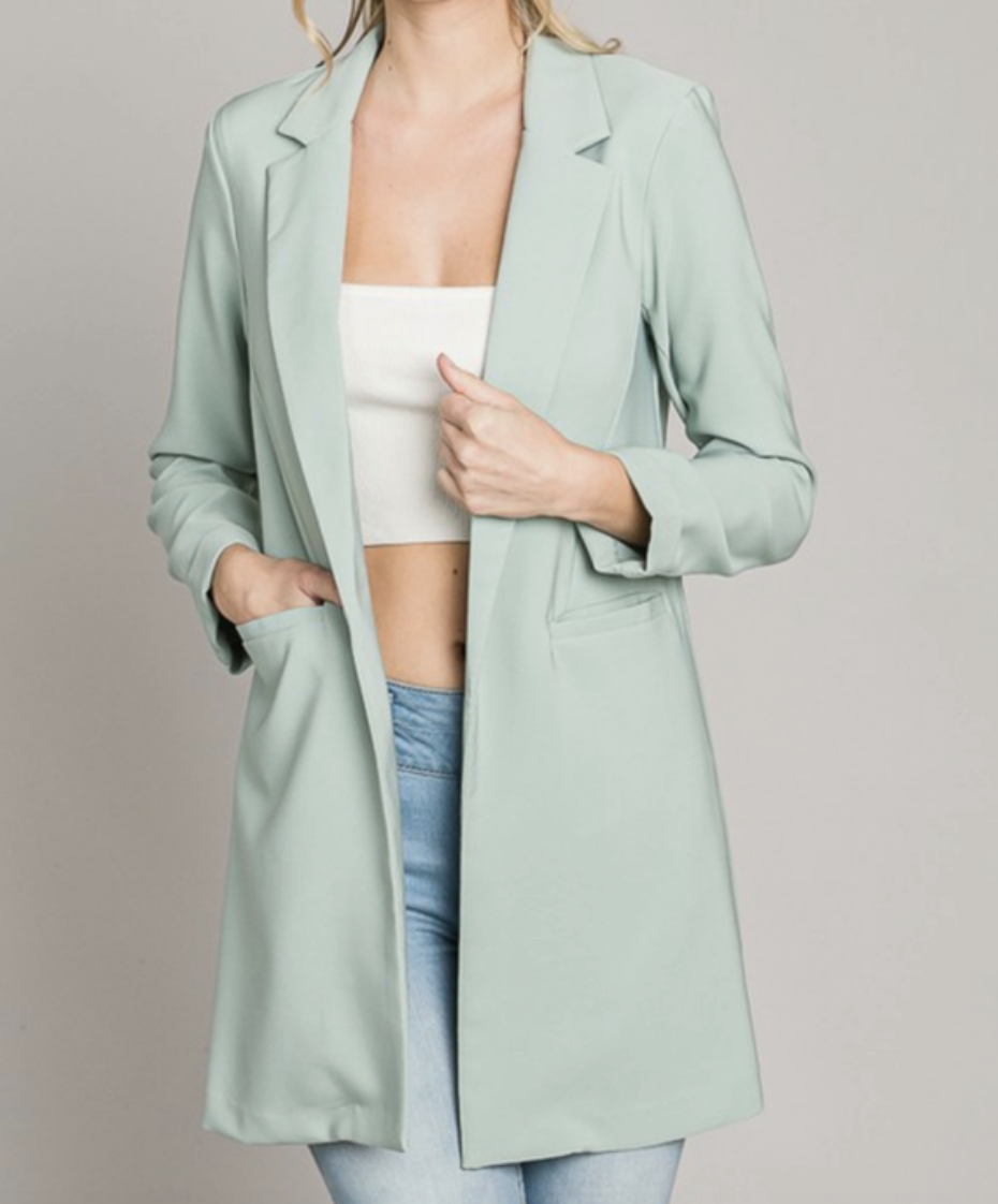 Zoom Meeting Lined Long Blazer Jacket-Blazers-Krush Kandy, Women's Online Fashion Boutique Located in Phoenix, Arizona (Scottsdale Area)