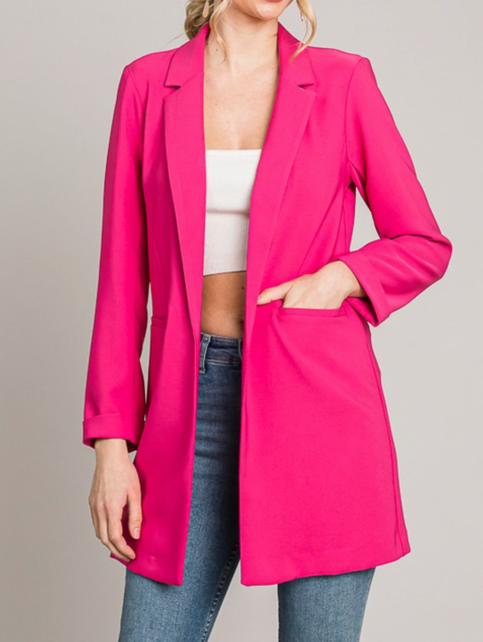 Zoom Meeting Lined Long Blazer Jacket-Blazers-Krush Kandy, Women's Online Fashion Boutique Located in Phoenix, Arizona (Scottsdale Area)