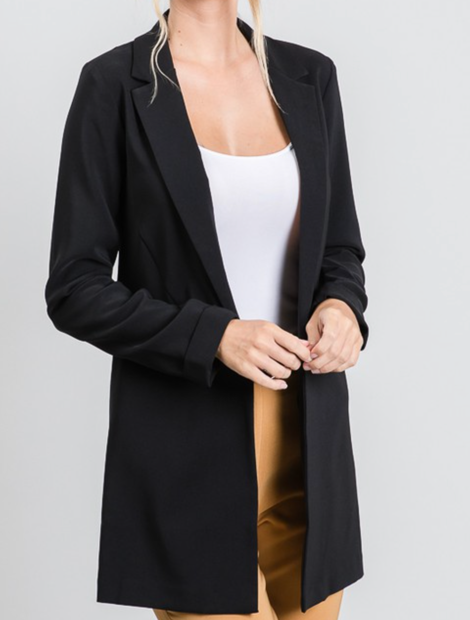 Zoom Meeting Lined Long Blazer Jacket-Blazers-Krush Kandy, Women's Online Fashion Boutique Located in Phoenix, Arizona (Scottsdale Area)