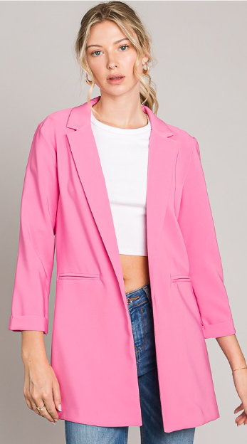 Zoom Meeting Lined Long Blazer Jacket | 10 Colors-Blazers-Krush Kandy, Women's Online Fashion Boutique Located in Phoenix, Arizona (Scottsdale Area)