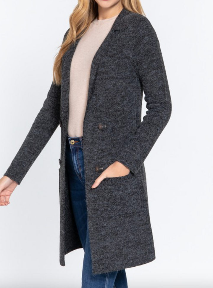 High Standards Notch Collar Sweater Jacket | S-2X-Cardigans-Krush Kandy, Women's Online Fashion Boutique Located in Phoenix, Arizona (Scottsdale Area)